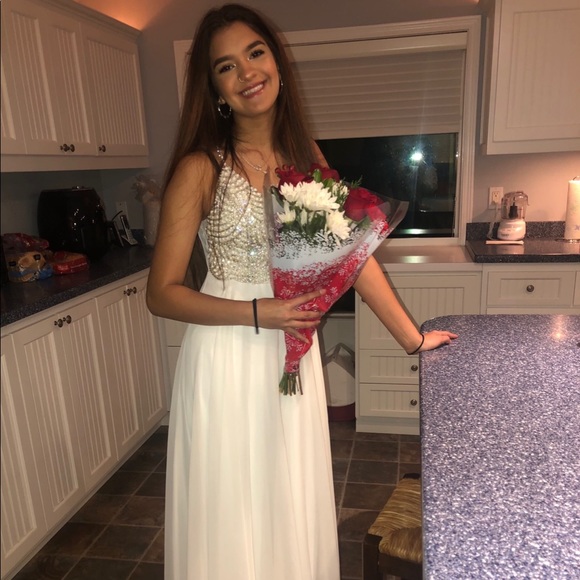 White Beaded Prom Dress - Picture 4 of 4